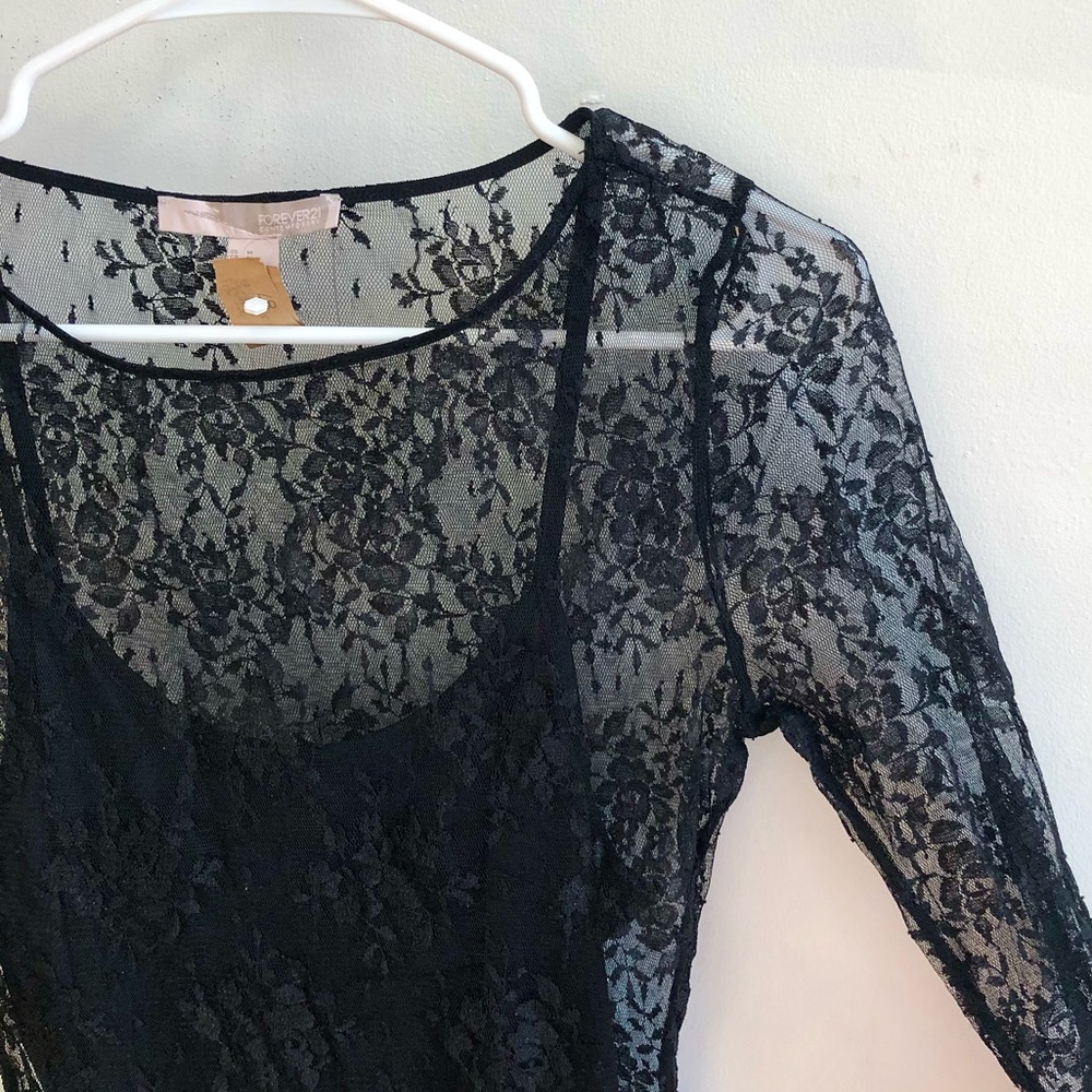 🔥🖤 F21 Black Lace Maxi-Dress 🖤🔥 - Picture 2 of 3